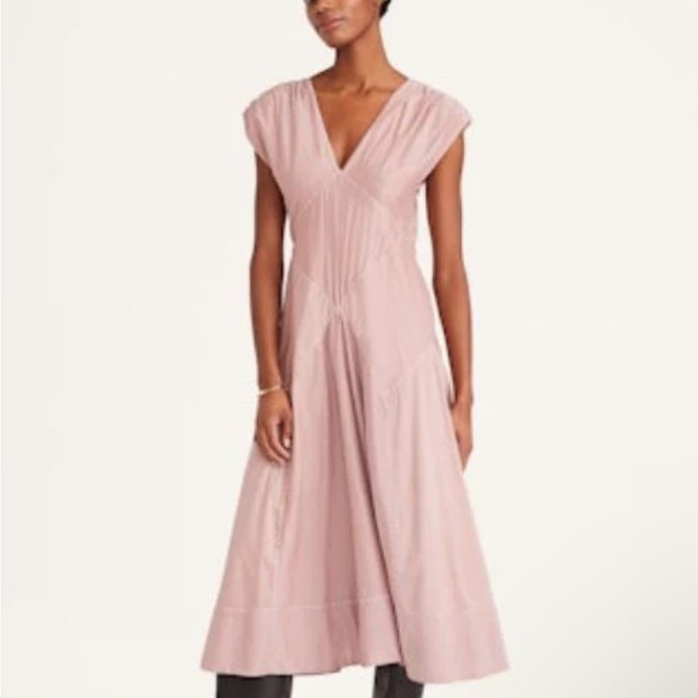 Merlette  SKANE DRESS IN MULBERRY STRIPE V-Neck Dress